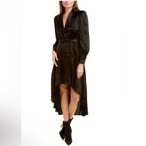 Sabina Musayev Black Fallon Midi/Maxi Dress Sz XS High Low V Neck Long Sleeve